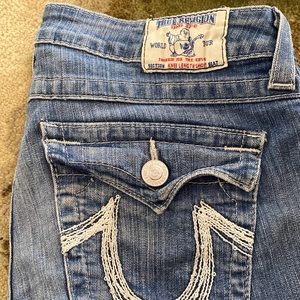 True religion lightly used denim long shorts